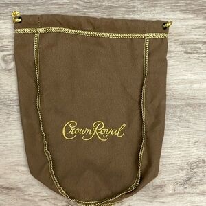 Crown Royal Light Brown & Gold Drawstring Reusable Dust Bag Approximately 8" X 9